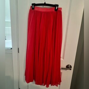 Like New Coral Chiffon Accordion Pleated Maxi Skirt, Size M